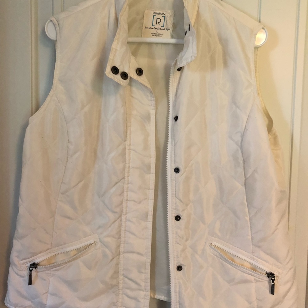 White Button/ Zip Up Vest